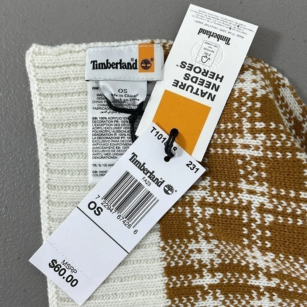 Timberland Scarf Women's One Size Cream Gold NWT Plaid